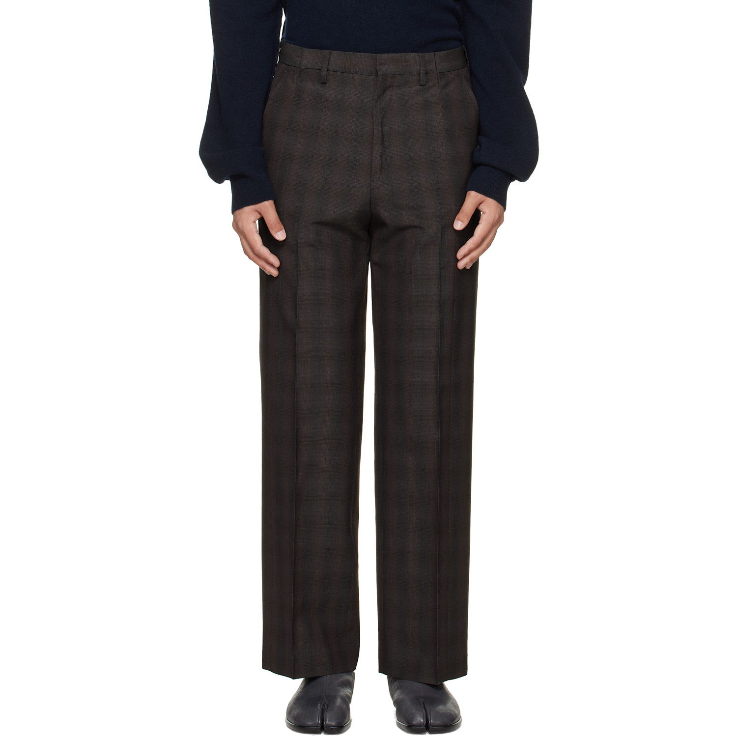Maison Margiela Brown Checkered Regular Tailored Trousers