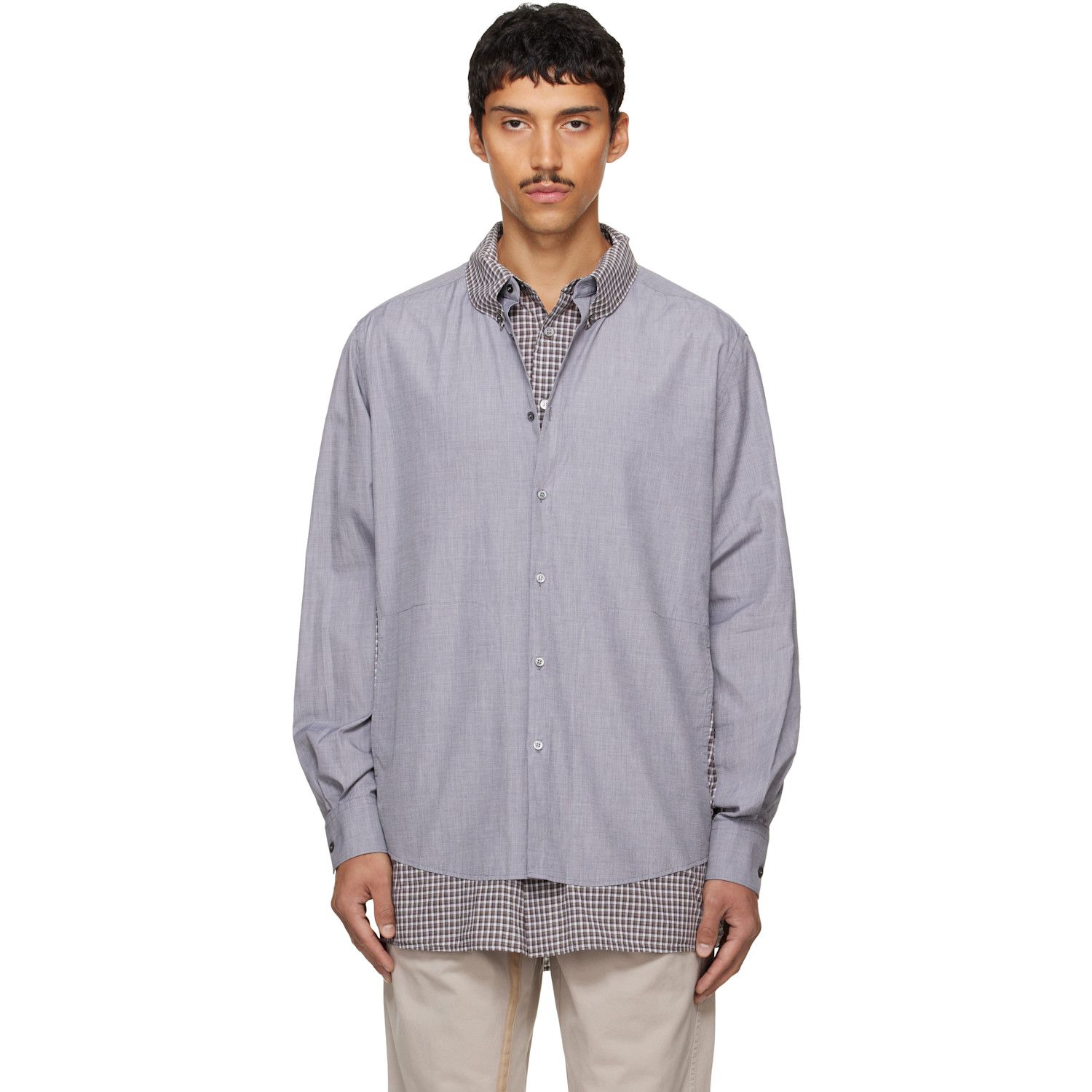 Maison Margiela Gray & Brown Double Layer Cotton Shirt