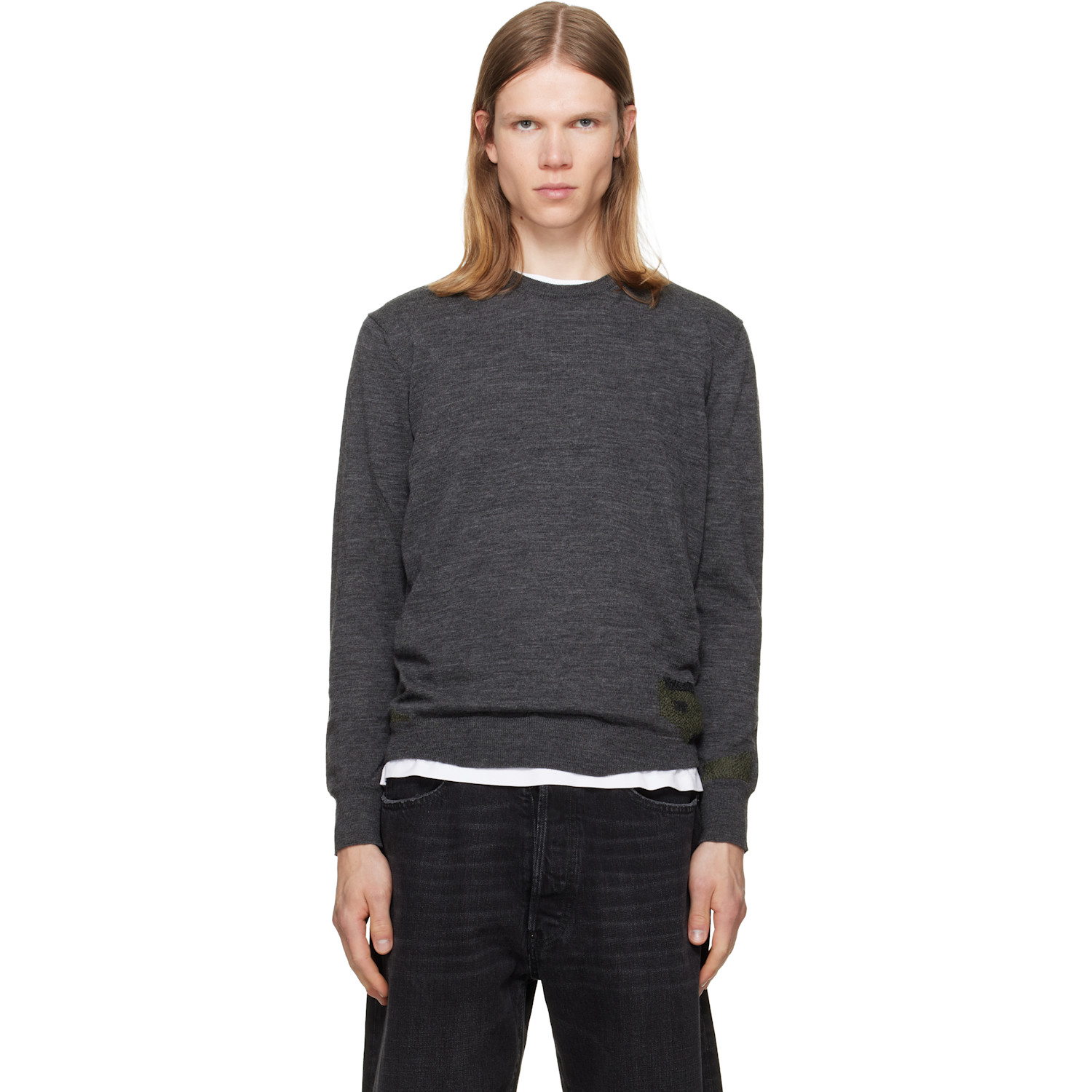 Maison Margiela Gray Wool-Blend Patch Sweater