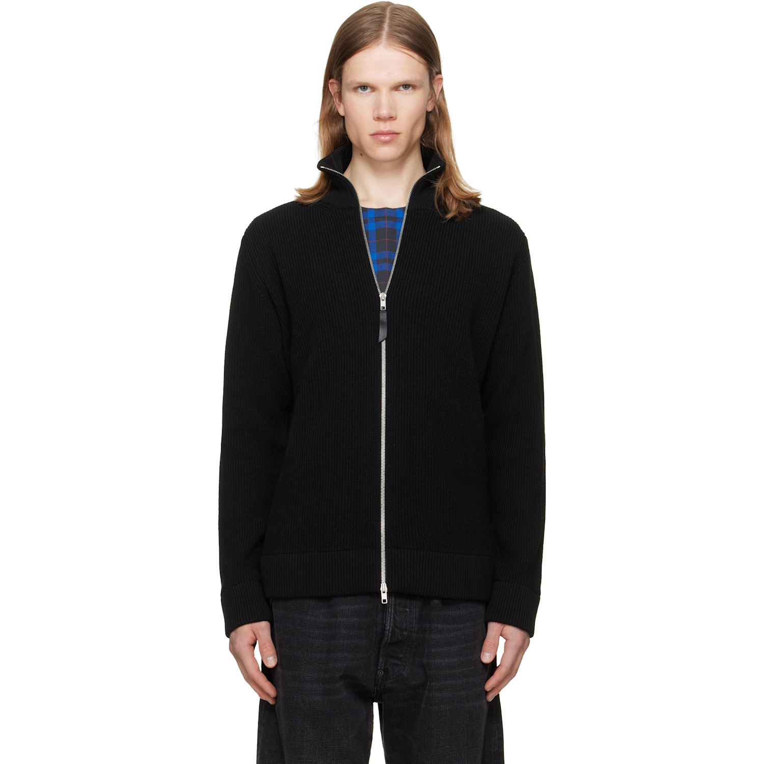 Maison Margiela Black Knit Zip-Up Sweater