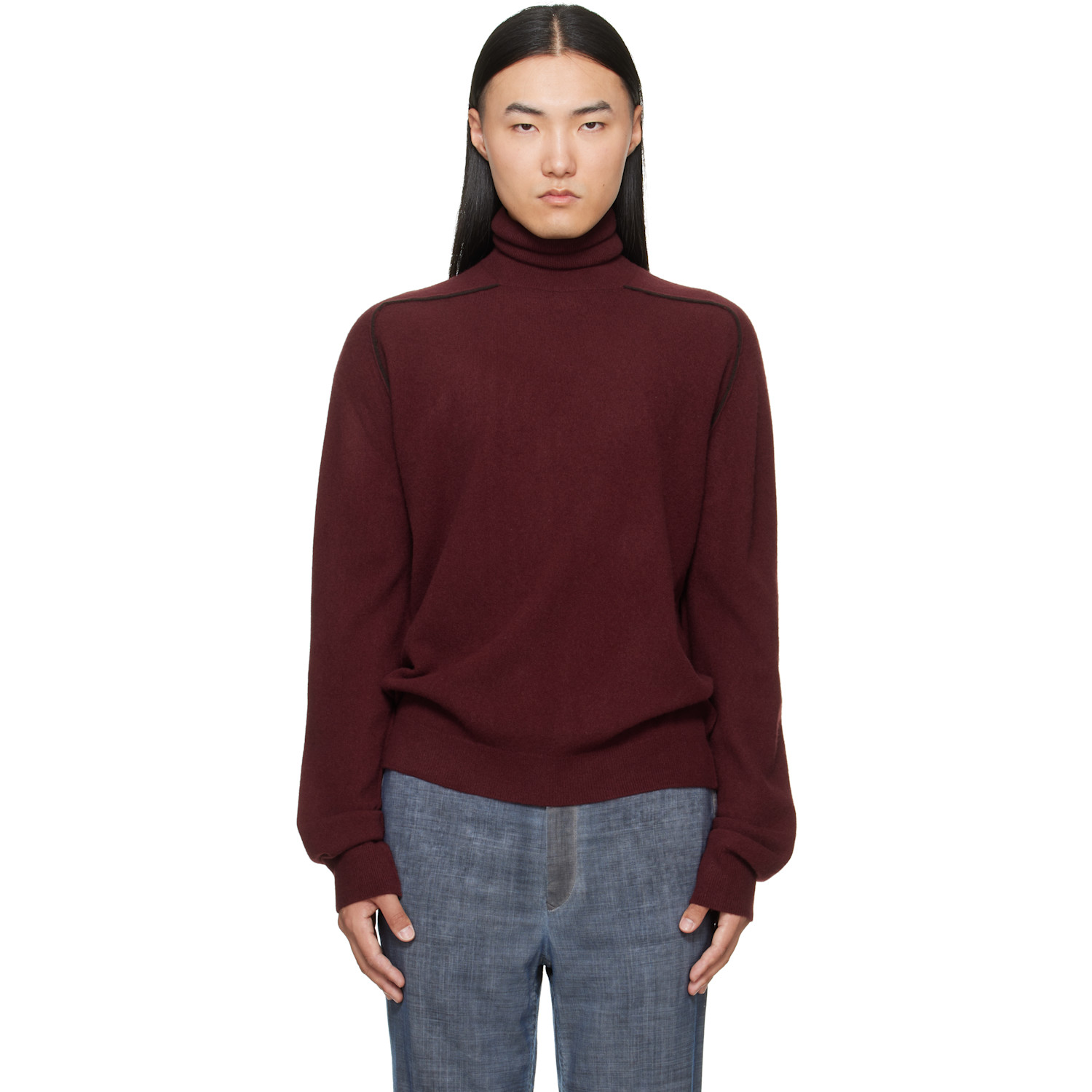 Maison Margiela Burgundy Virgin Wool Turtleneck