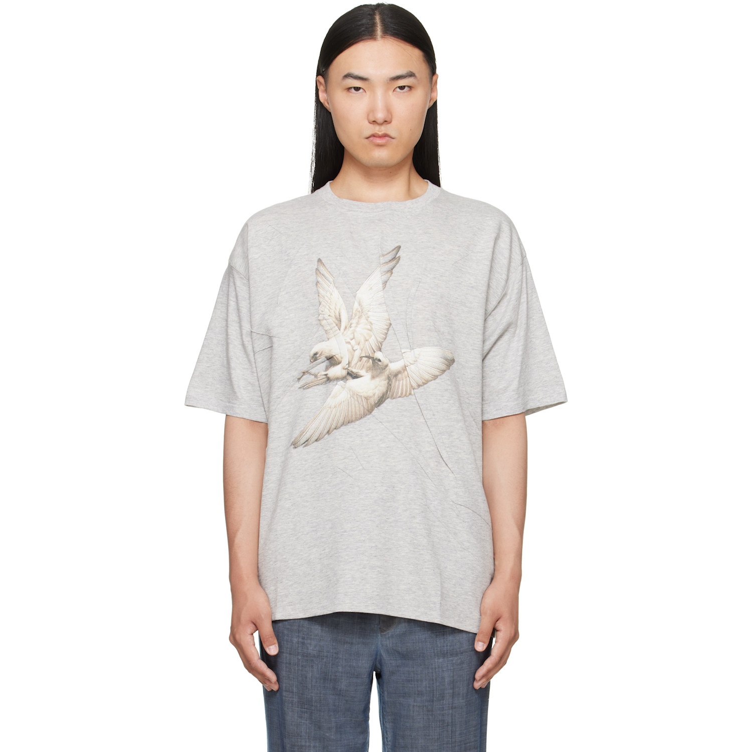 Maison Margiela Gray Creased Bird T-shirt