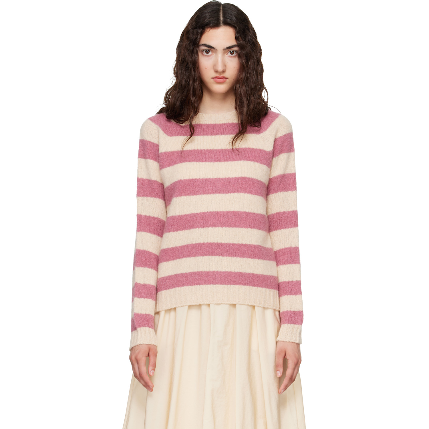 Weekend Max Mara Pink & Off-white Ghiacci Sweater In Transparent