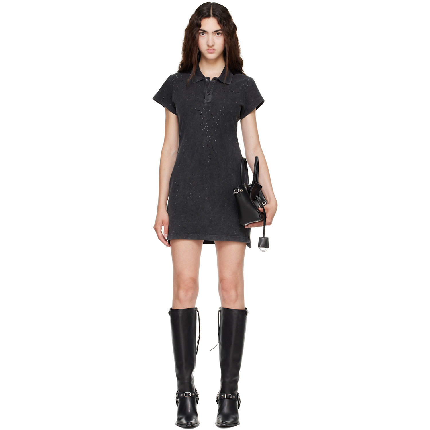 Alexander Wang Black Shrunken Polo Minidress