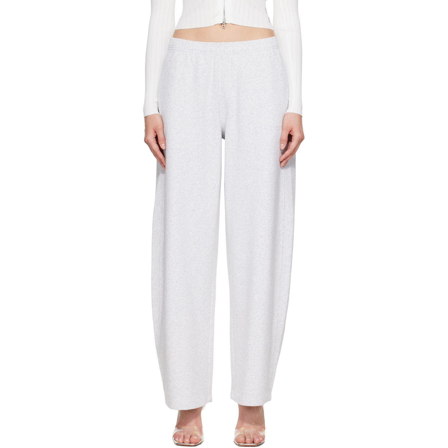 Alexander Wang Gray Crystal Mid-Rise Relaxed Sweatpants