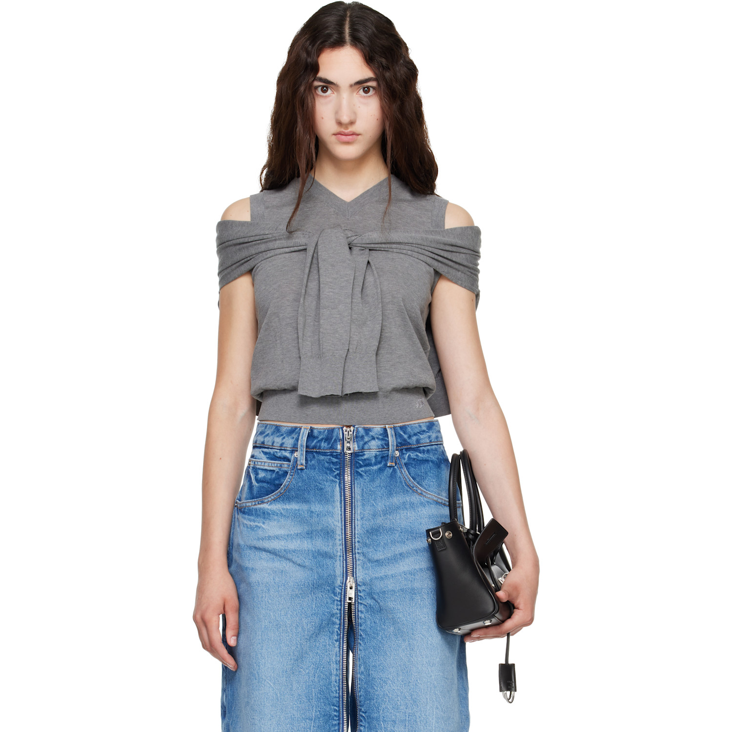 Alexander Wang Gray Wrapped Cardigan Vest