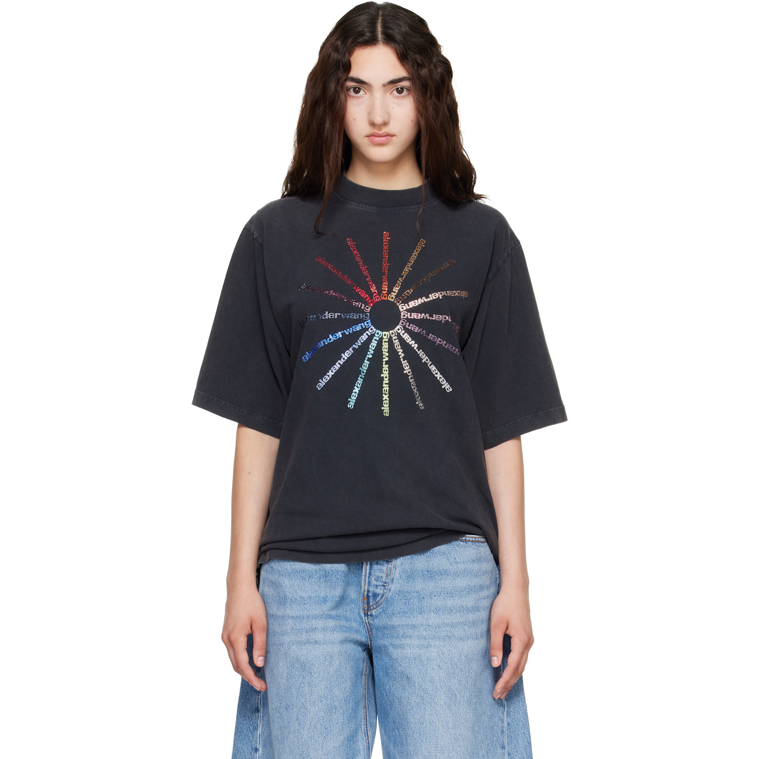 Alexander Wang Black Crystal Pinwheel T-shirt
