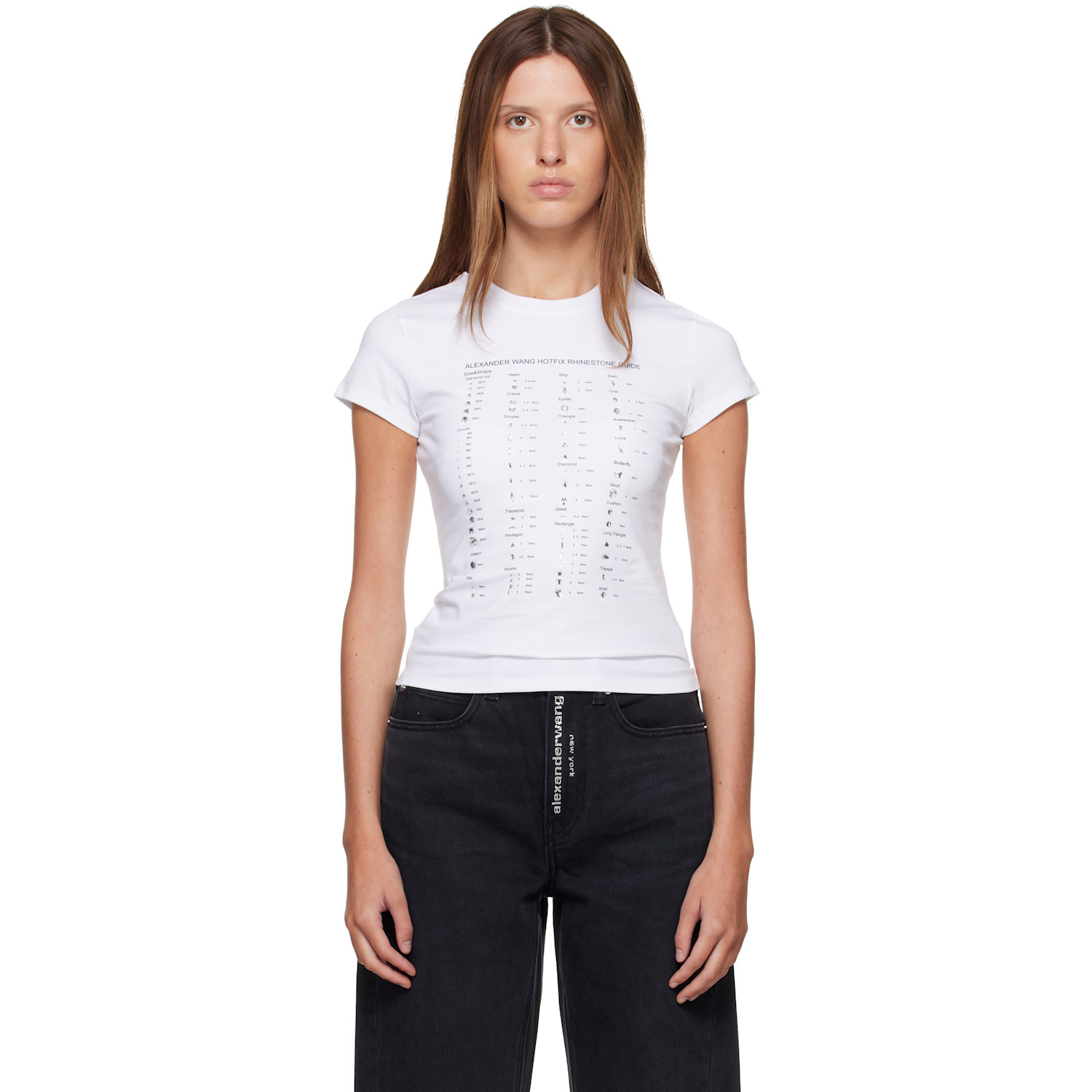 Alexander Wang White Hotfix Card Graphic Fitted S/S T-shirt