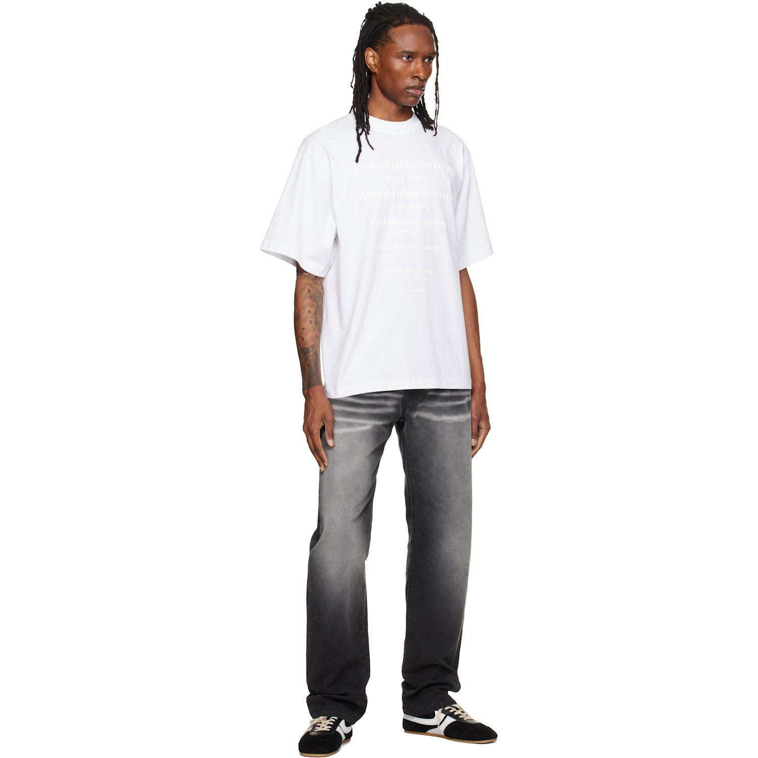 Alexander Wang White Gradient Logo Short Sleeve T-shirt In White