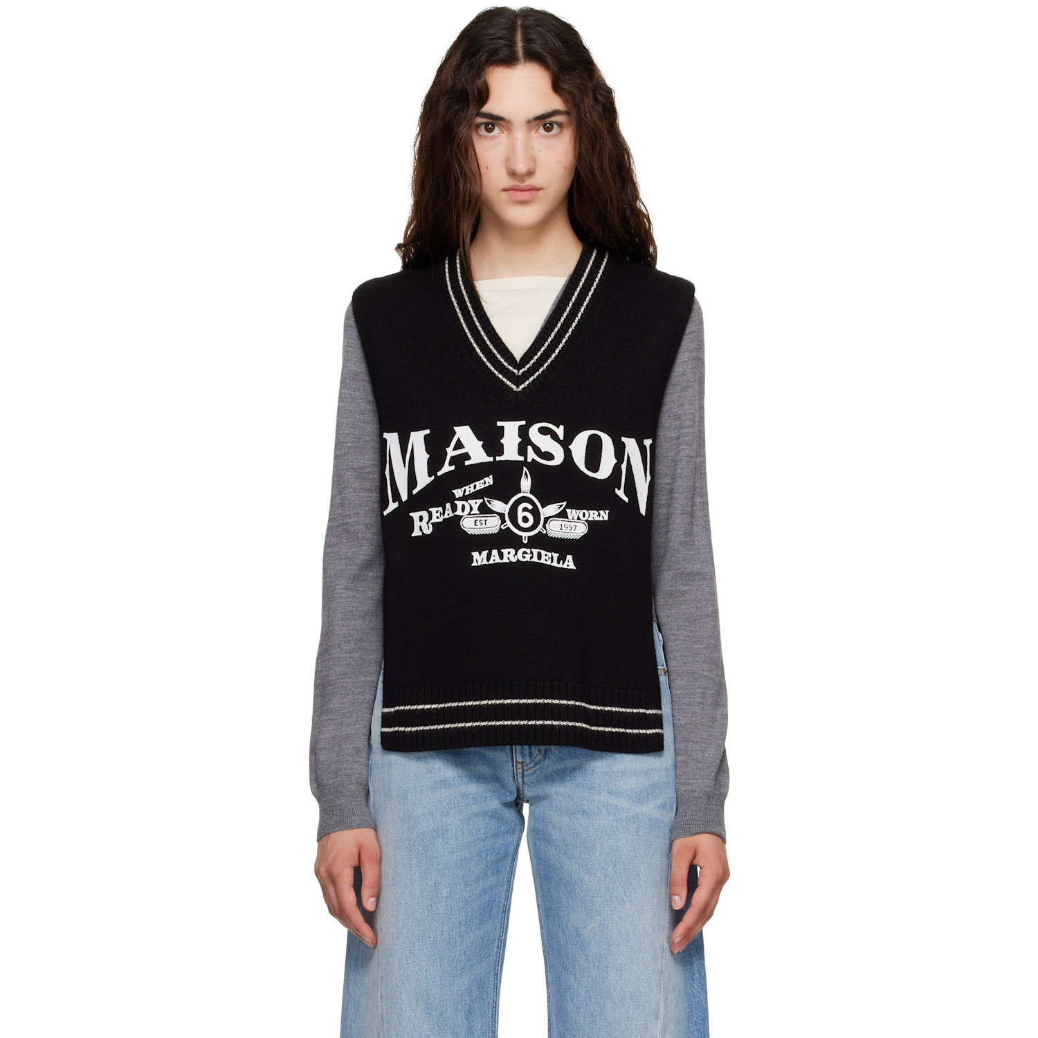 MM6 Maison Margiela Black Jacqard Stole Top