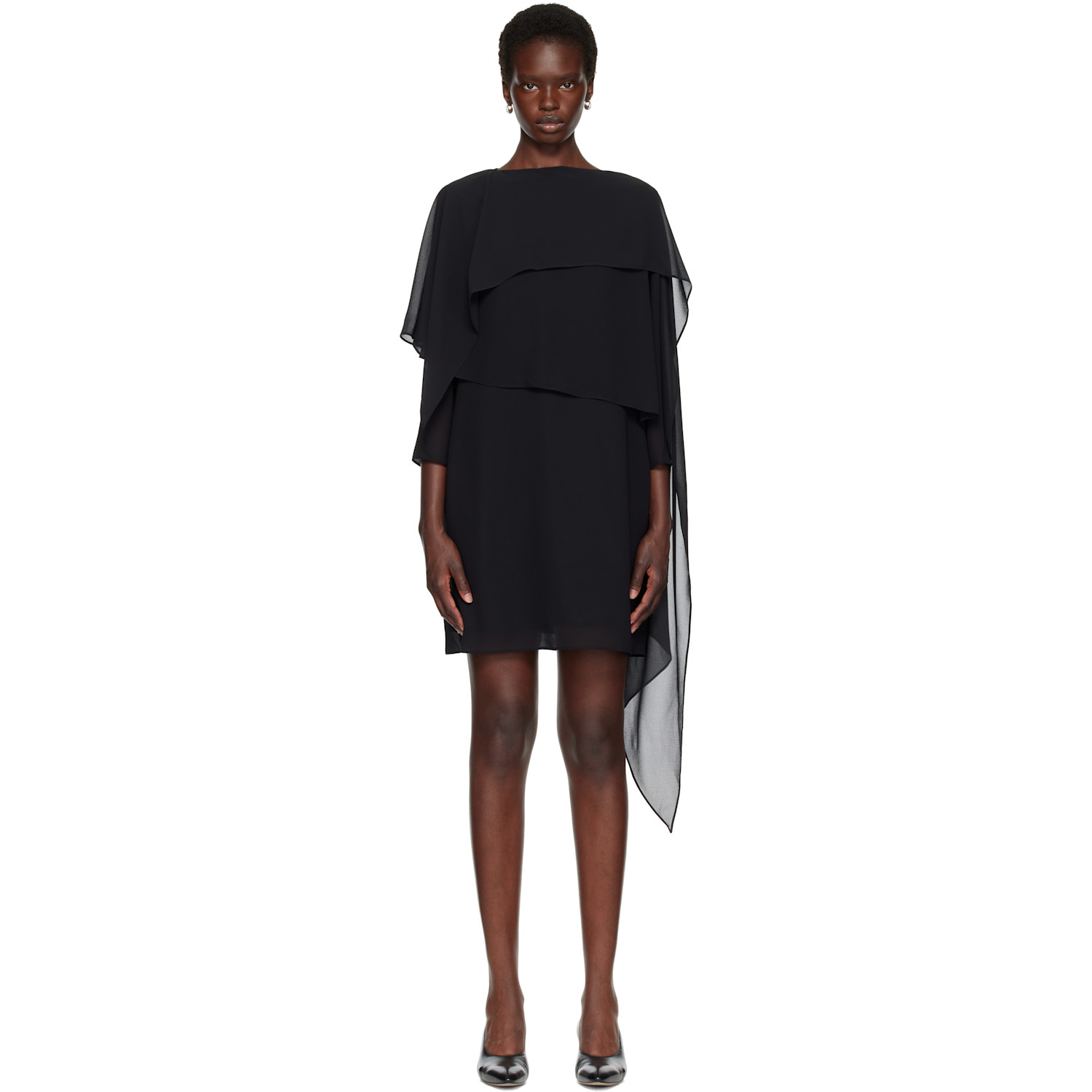 MM6 Maison Margiela Black Chiffon Minidress