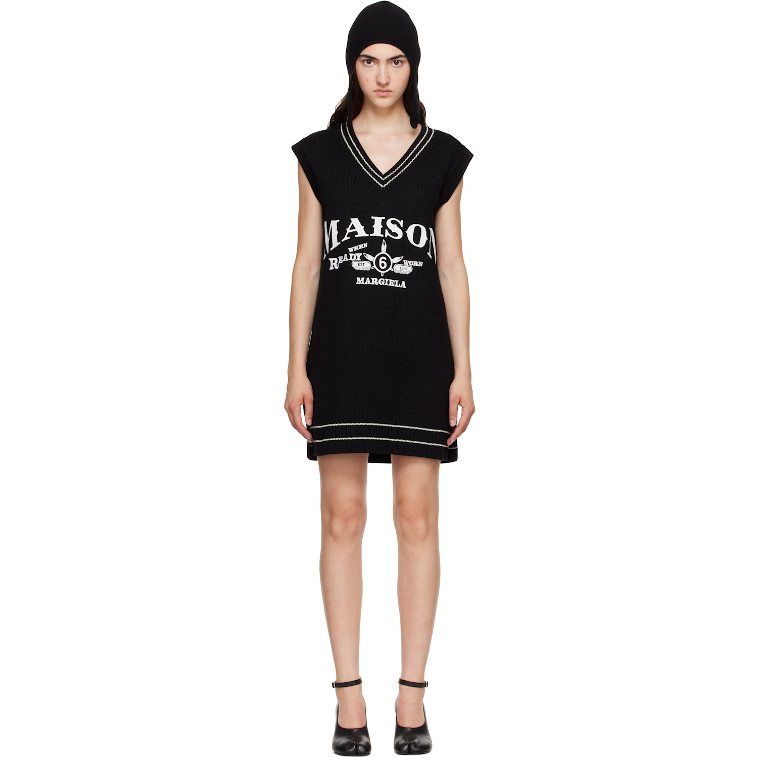 MM6 Maison Margiela Black Knitted Minidress