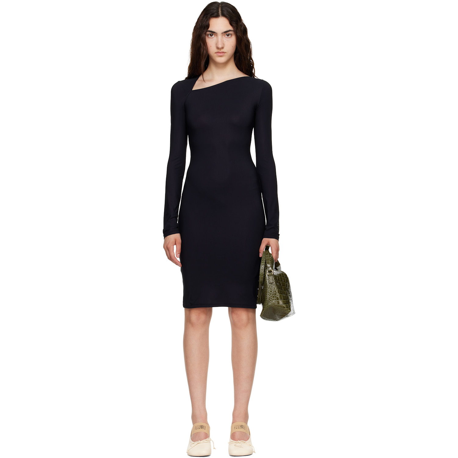 MM6 Maison Margiela Black Jersey Midi Dress