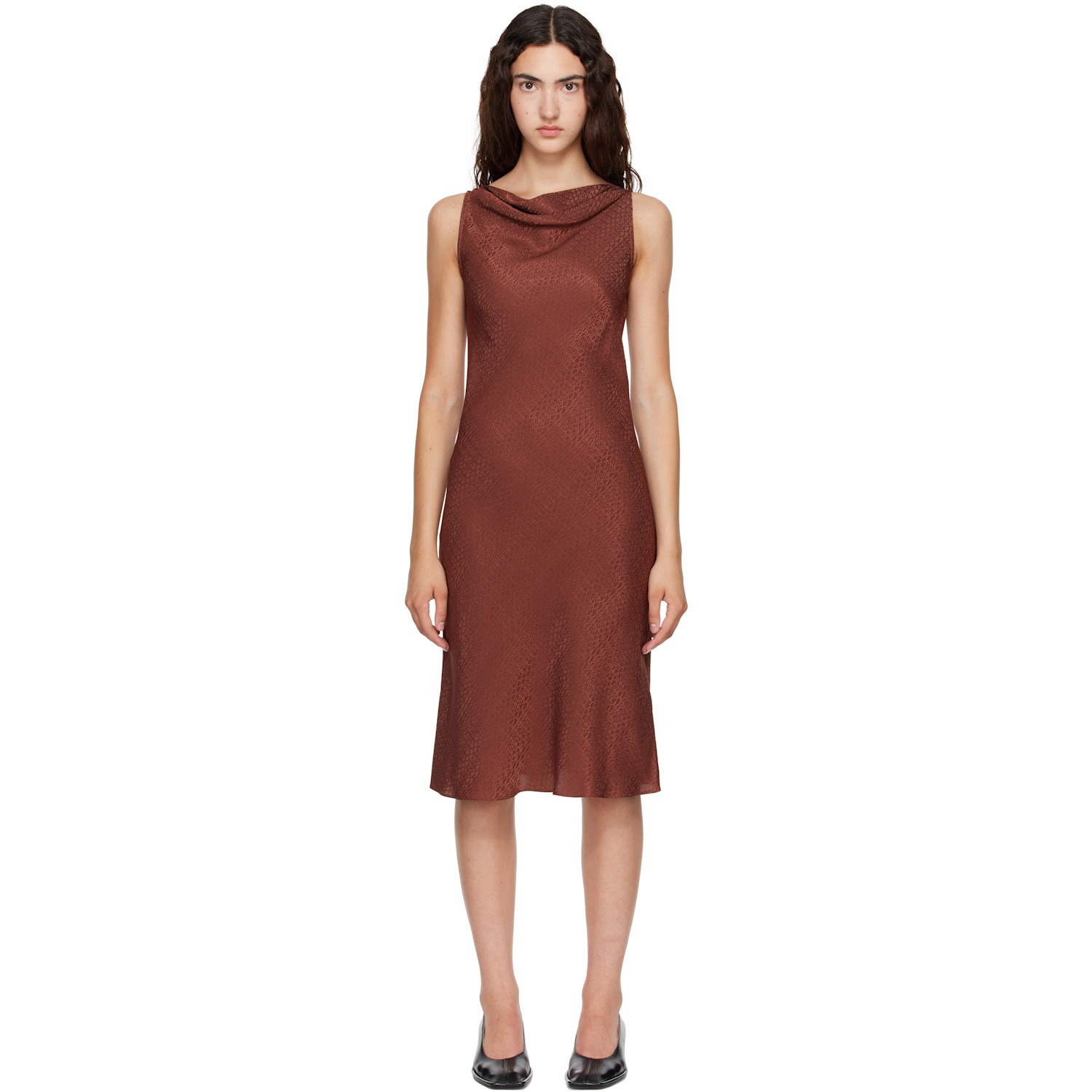 MM6 Maison Margiela Brown Jacquard Midi Dress