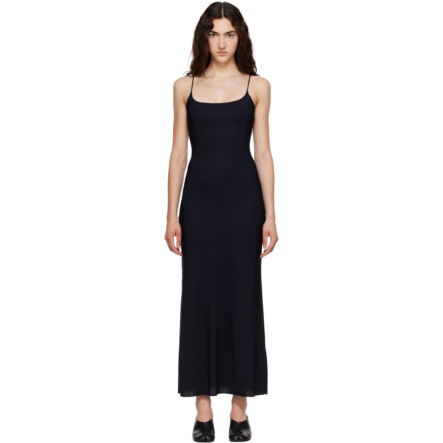 MM6 Maison Margiela Black Slip Maxi Dress