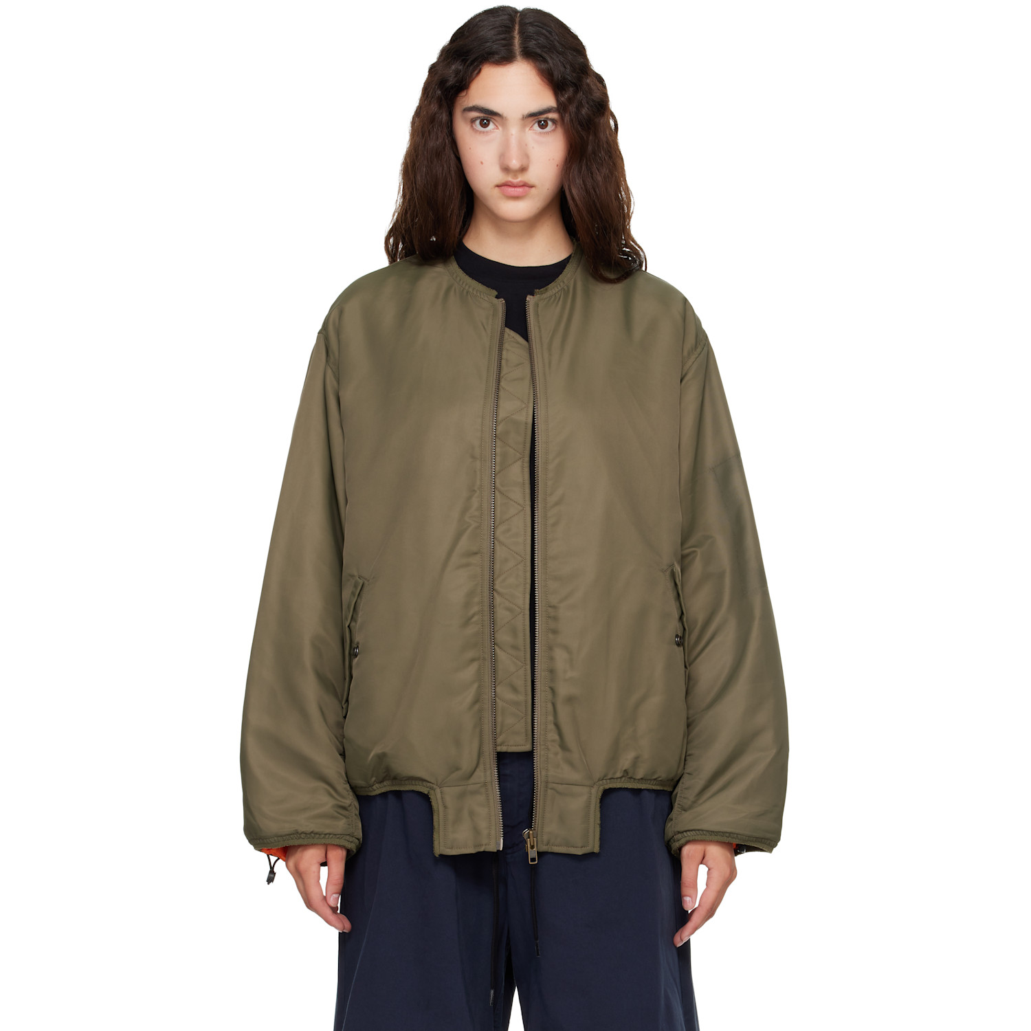 MM6 Maison Margiela Khaki Contrast Lining Nylon Bomber Jacket