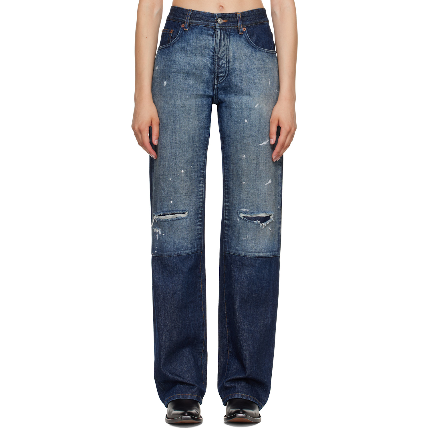 MM6 Maison Margiela Blue Distressed Panel Denim Jeans