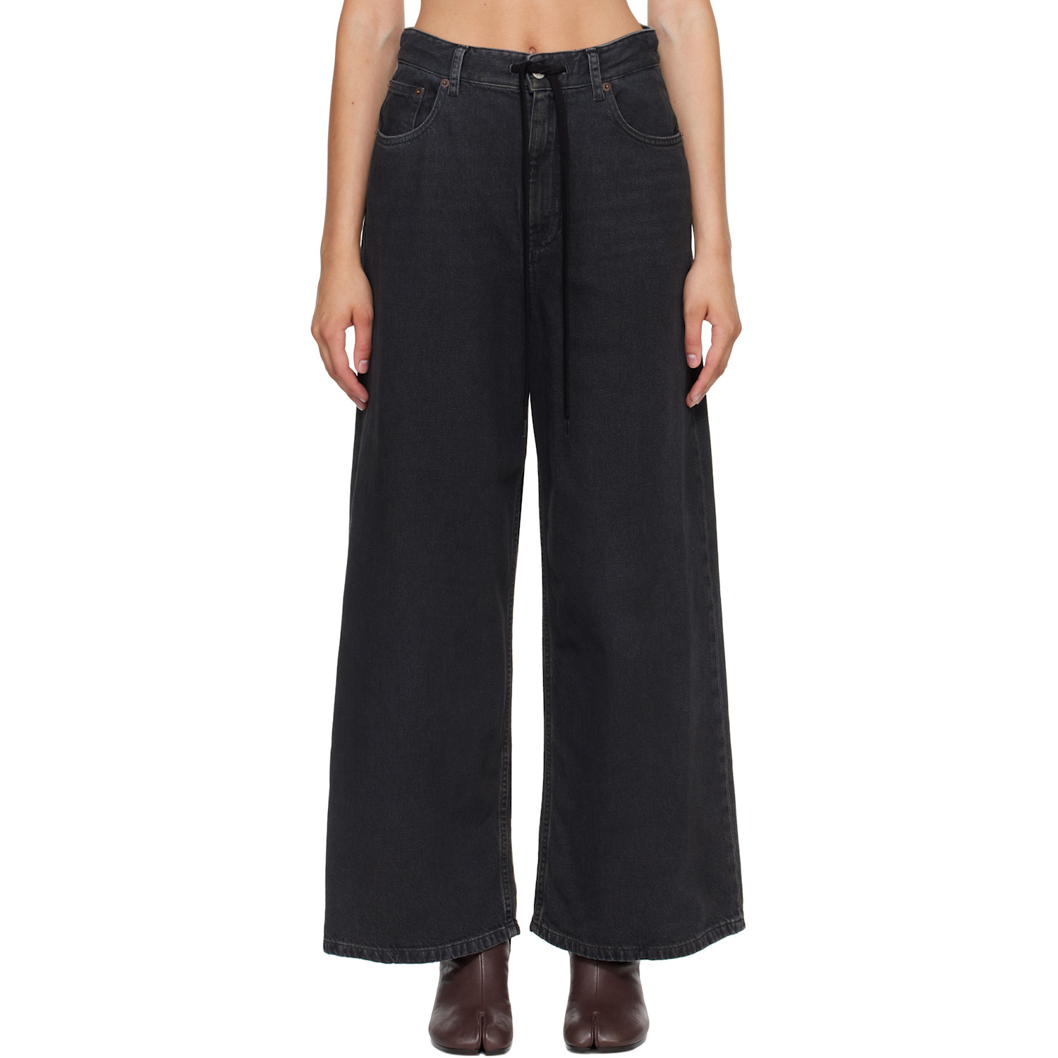 MM6 Maison Margiela Black Drawstring Jeans