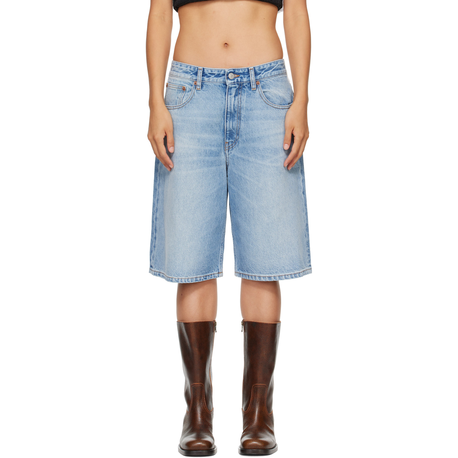 MM6 Maison Margiela Blue Bermuda Denim Shorts