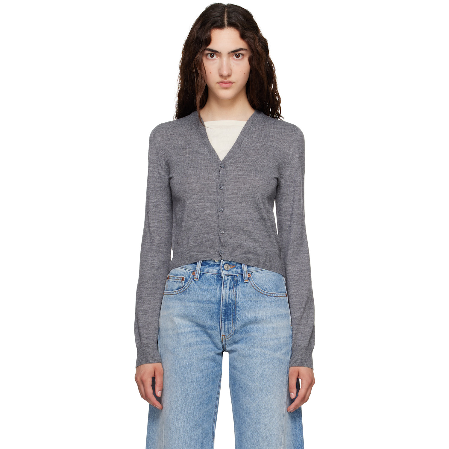 MM6 Maison Margiela Gray Trompe L'Oeil Cardigan