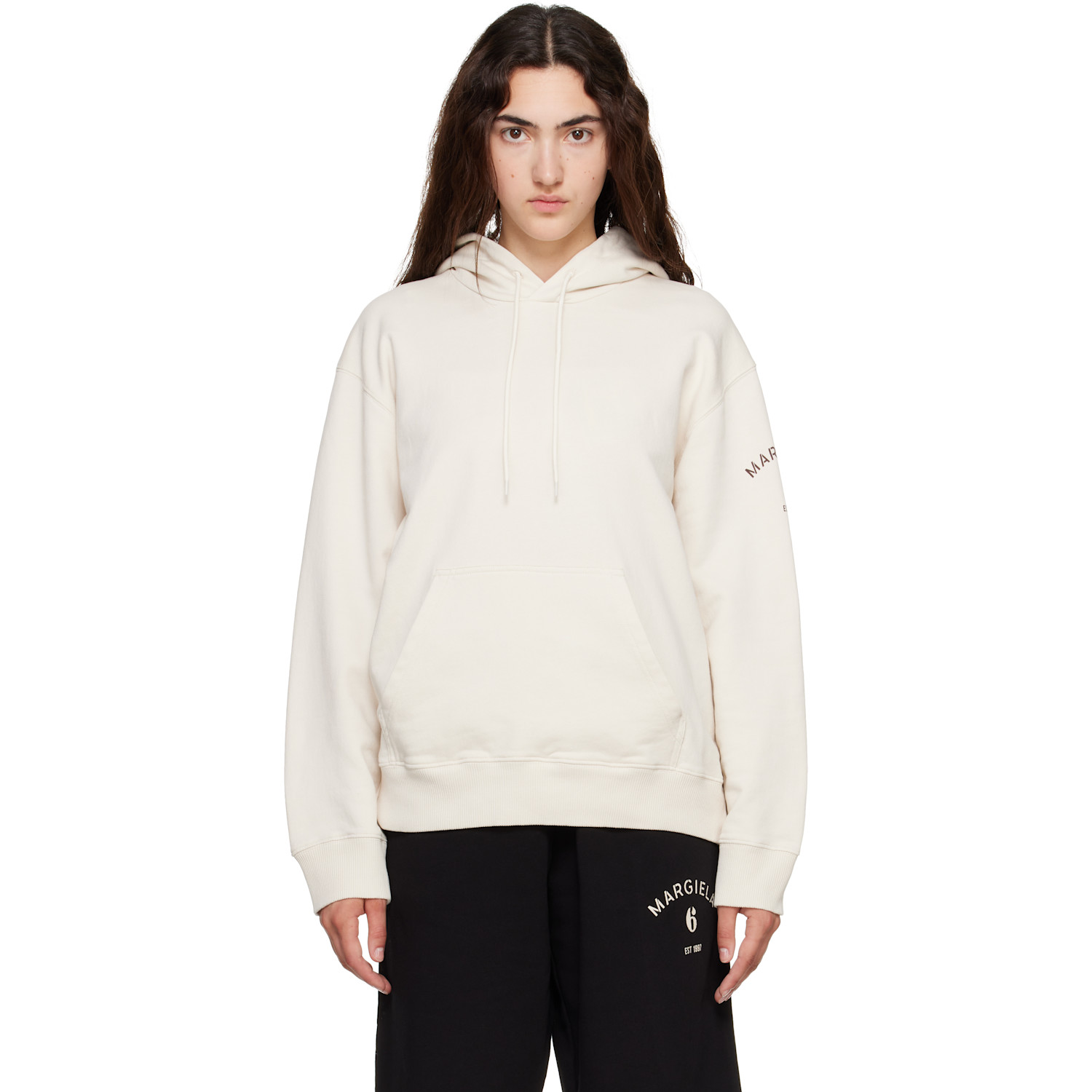Mm6 Maison Margiela Off-white Mannequin-print Hoodie In 103 Ecru
