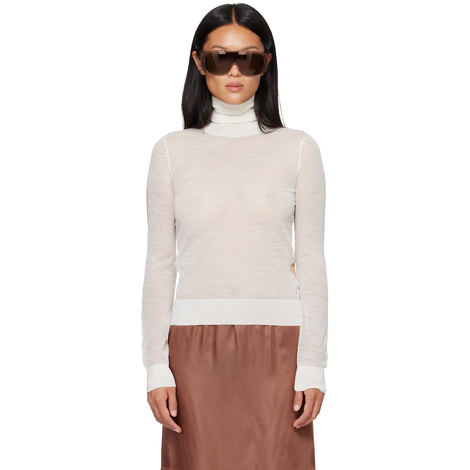 MM6 Maison Margiela White & Beige Front Back Pullover Turtleneck