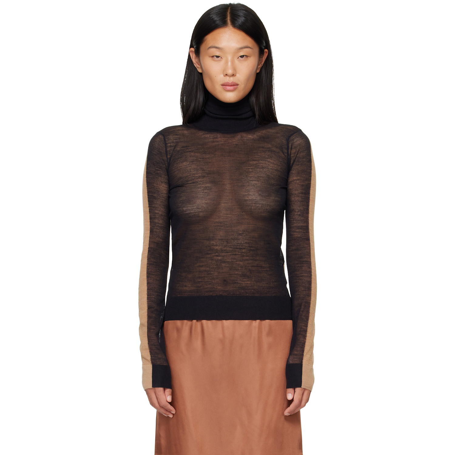 MM6 Maison Margiela Black & Beige Front Back Pullover Turtleneck