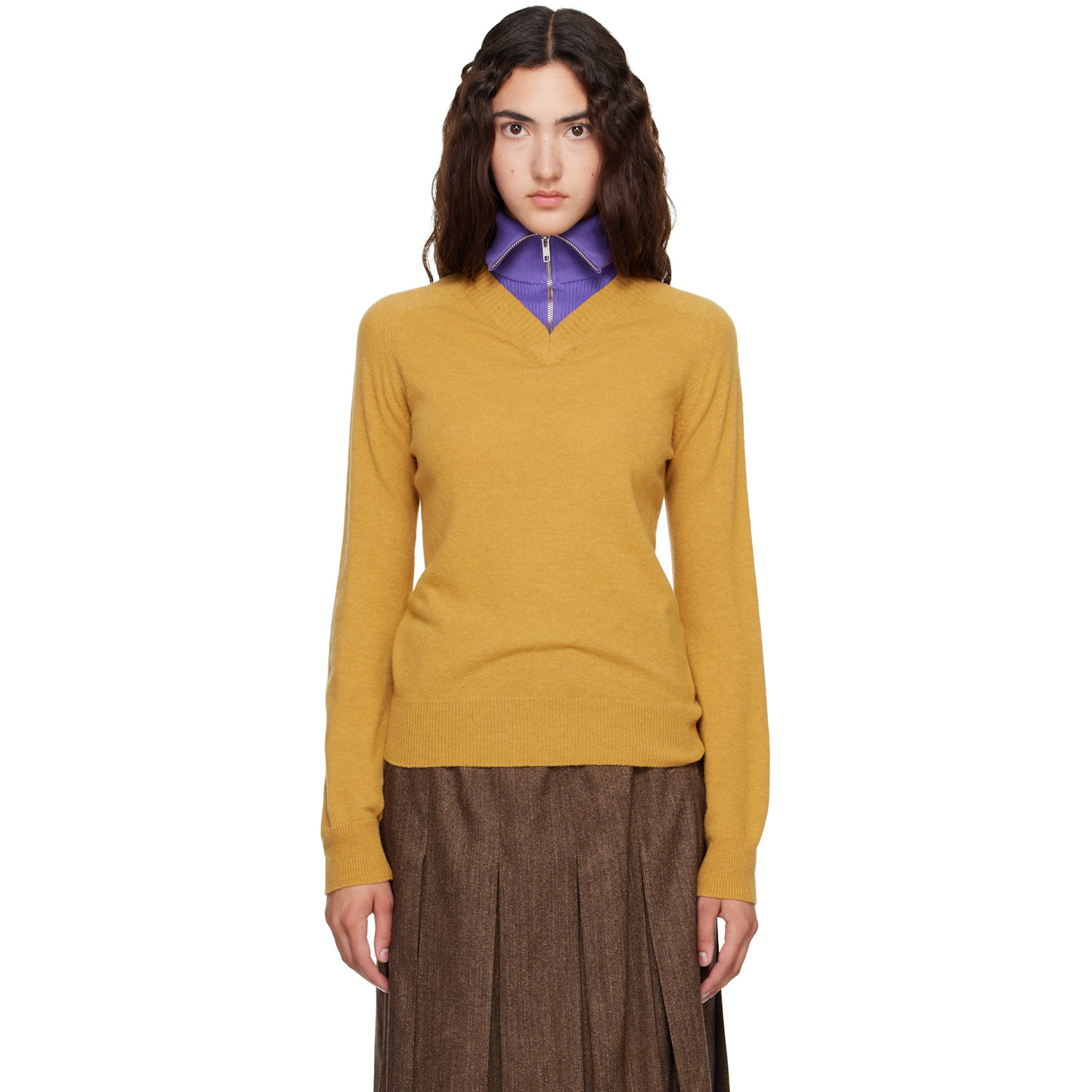 MM6 Maison Margiela Yellow Layered Neckline Sweater