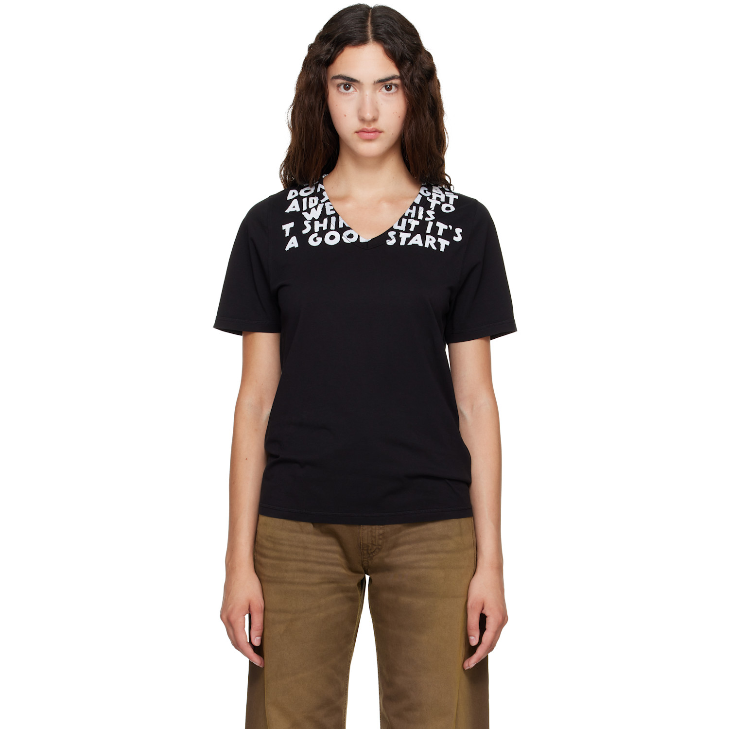 MM6 Maison Margiela Black SIDA Print T-shirt