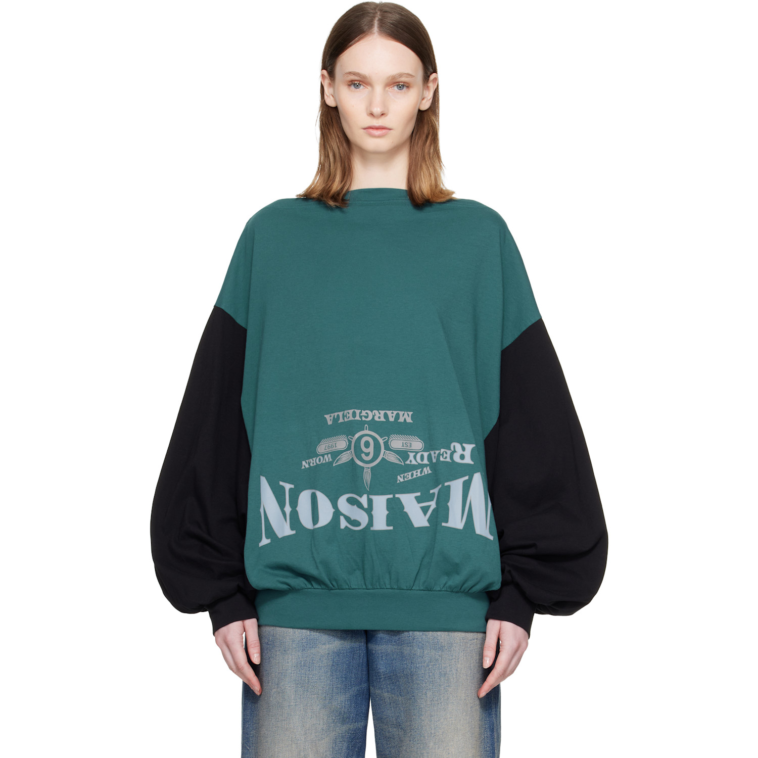 MM6 Maison Margiela Blue & Black Upside Down Top
