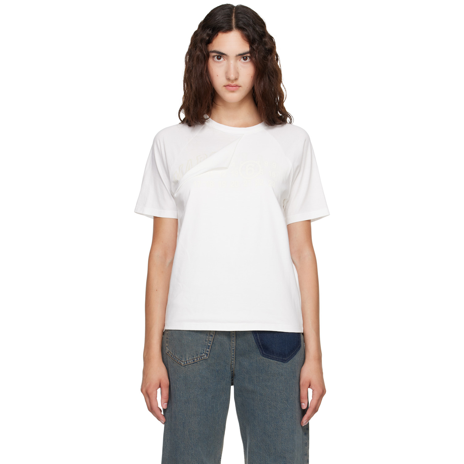 MM6 Maison Margiela White Folded Logo T-shirt