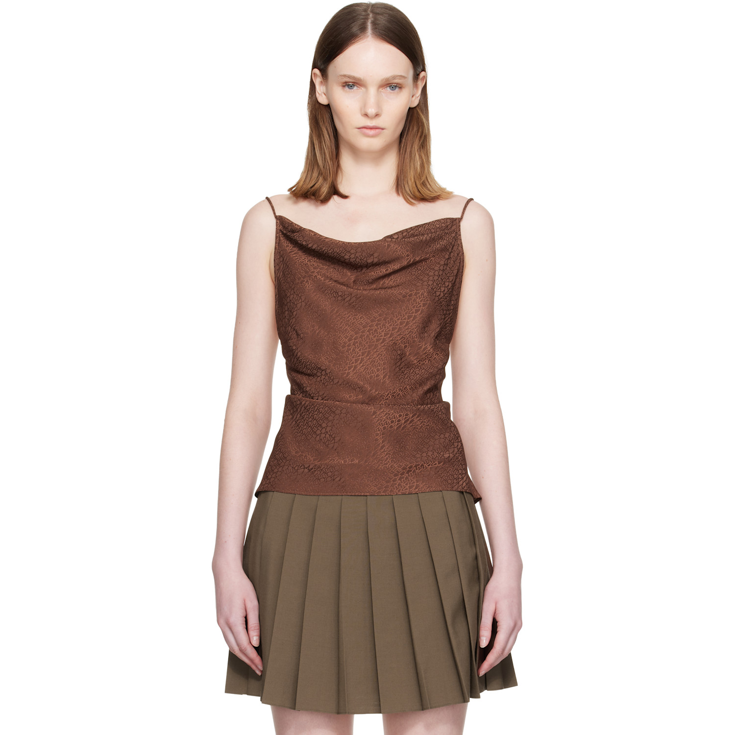 MM6 Maison Margiela Brown Jacquard Camisole