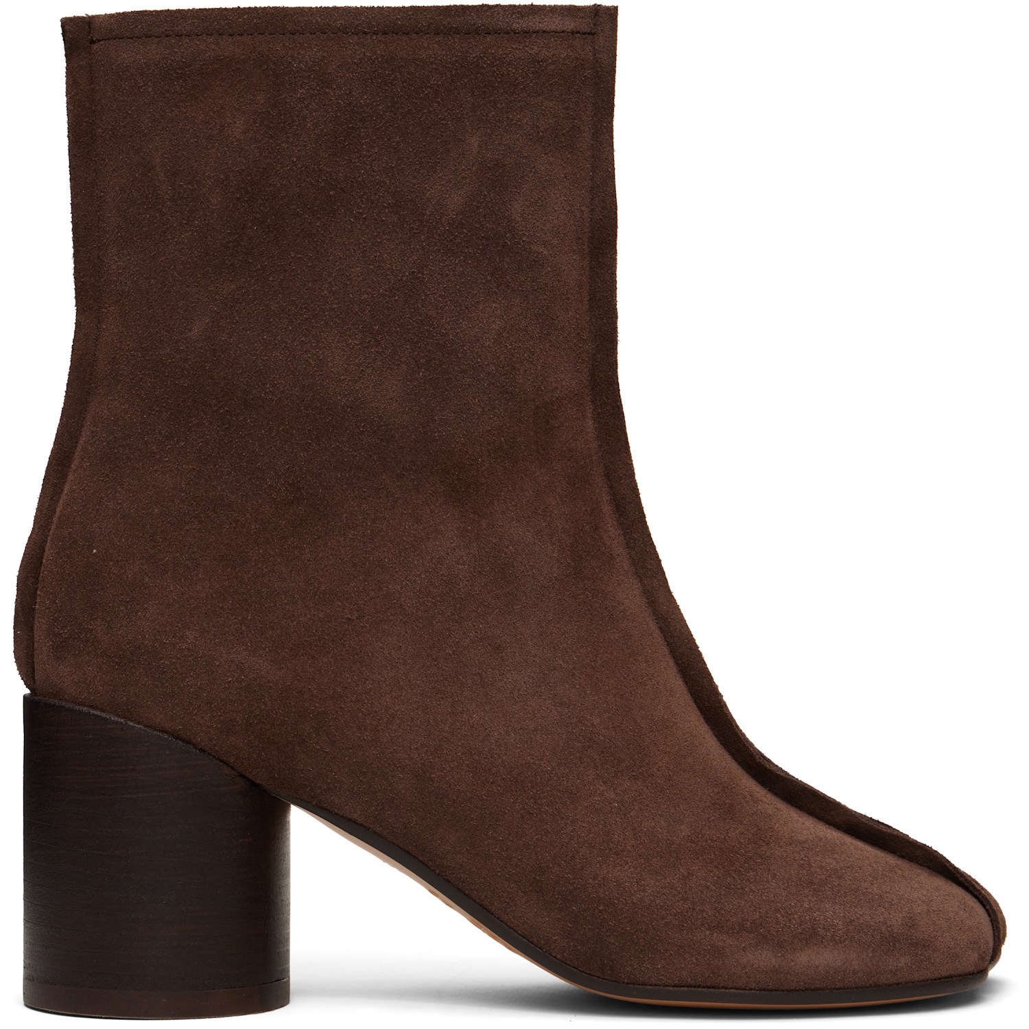 MM6 Maison Margiela Brown Suede Anatomic Stitch Toe Ankle Boots