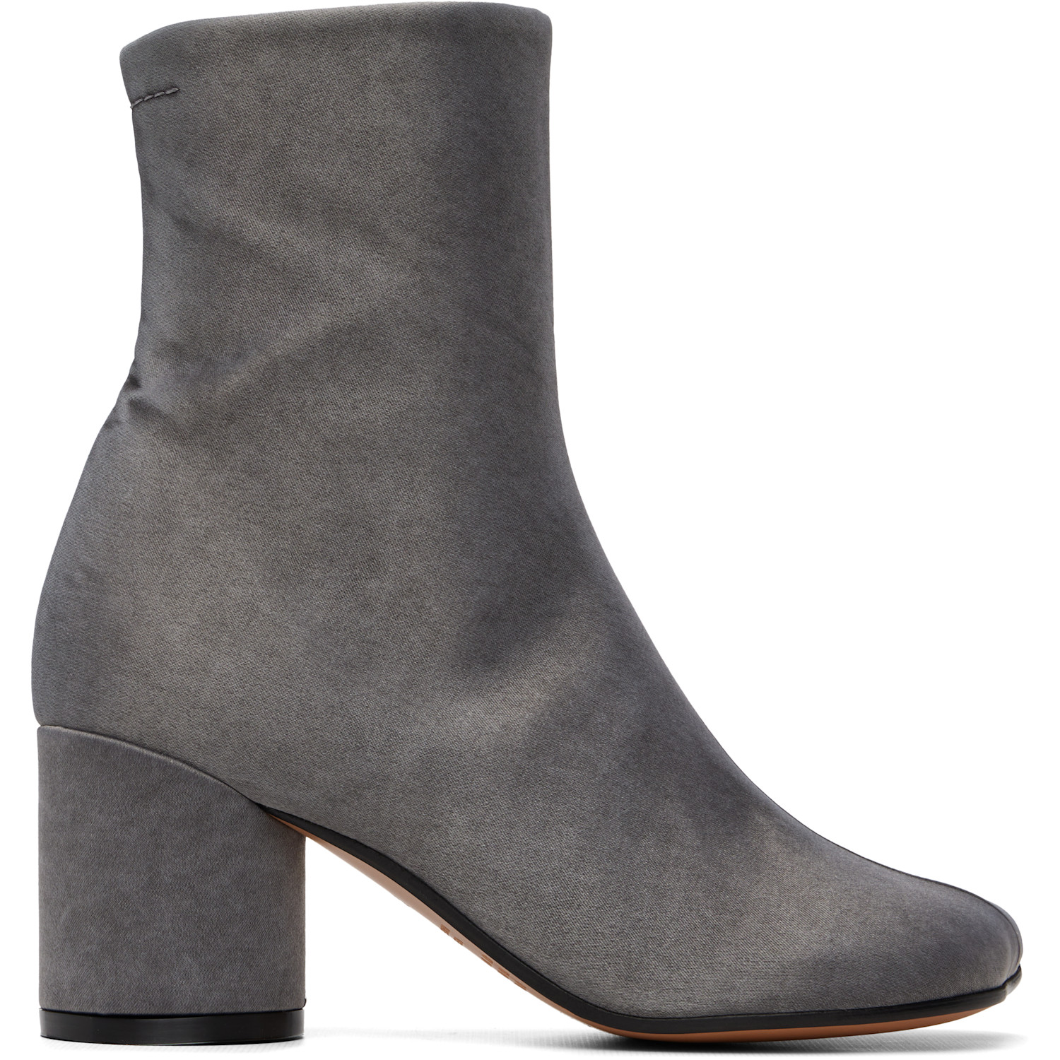MM6 Maison Margiela Gray Satin Anatomic Ankle Boots