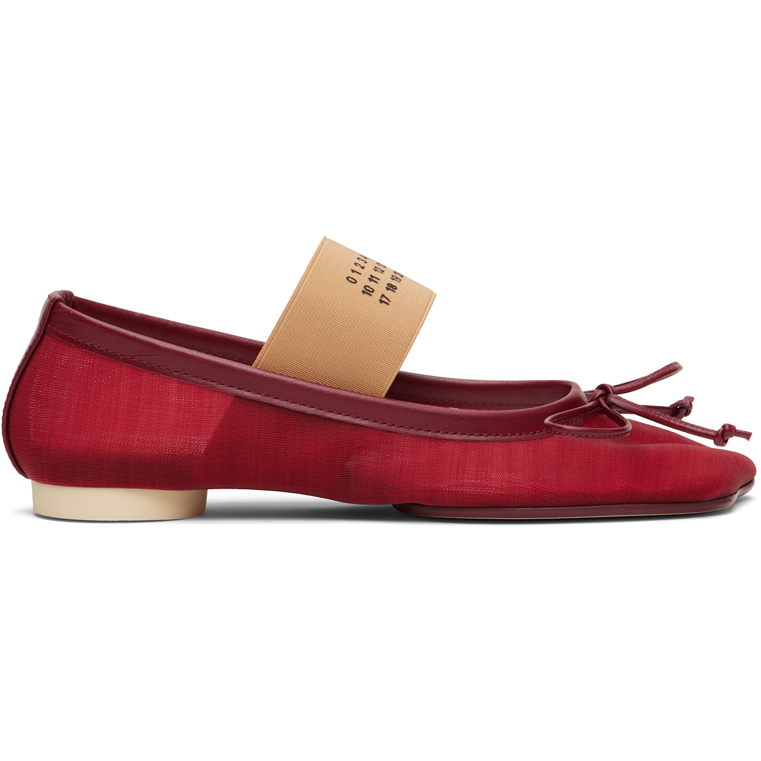 MM6 Maison Margiela Red Anatomic Numeric Ballerina Flats