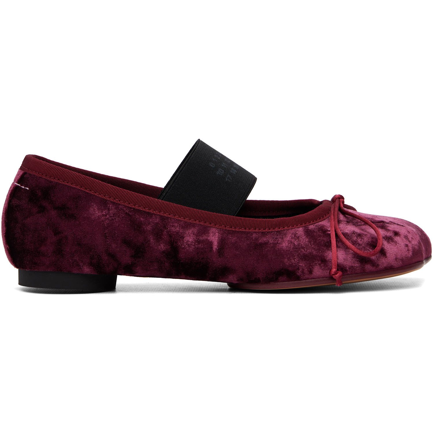 MM6 Maison Margiela Burgundy Velvet Ballerina Flats