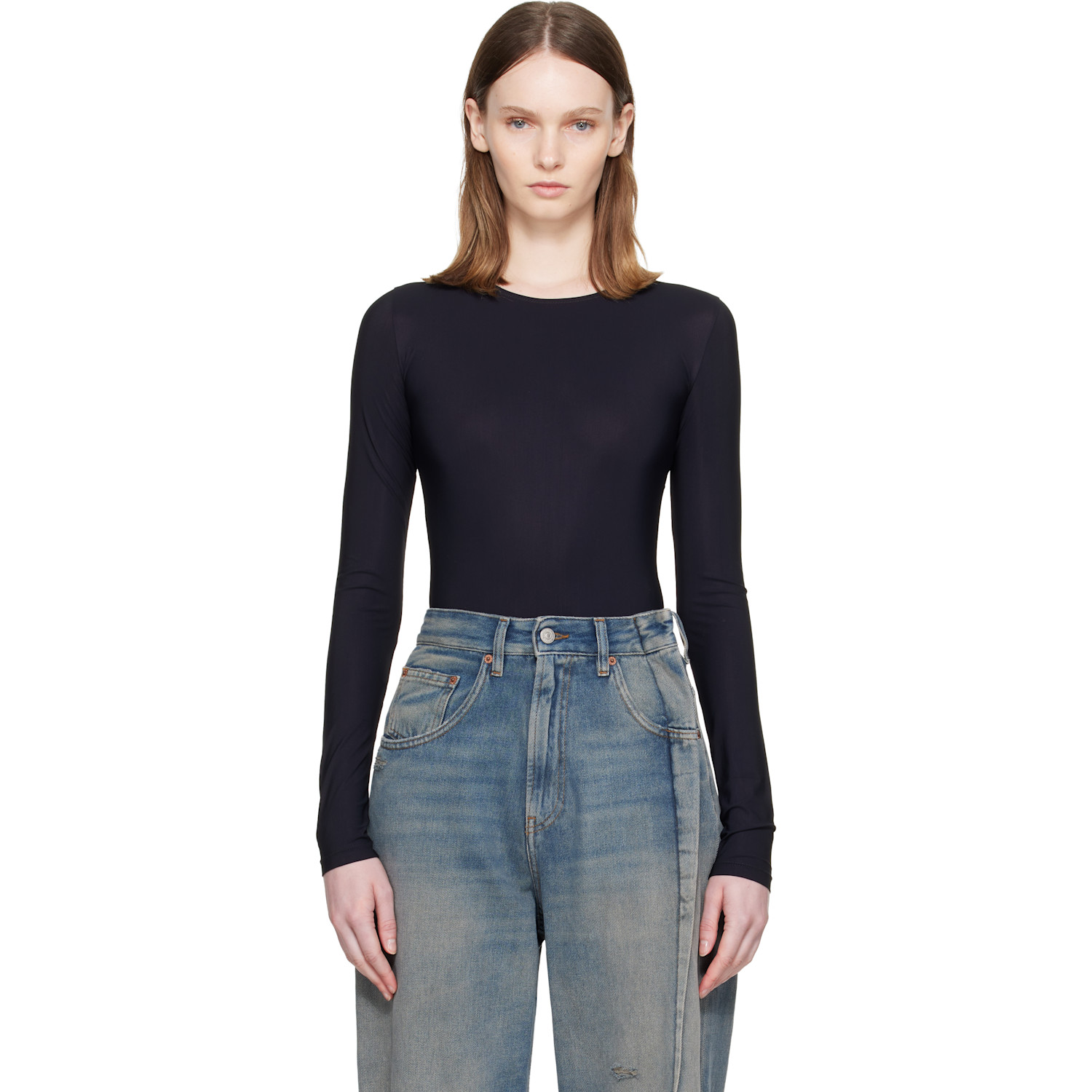 MM6 Maison Margiela Black Technical Jersey Bodysuit