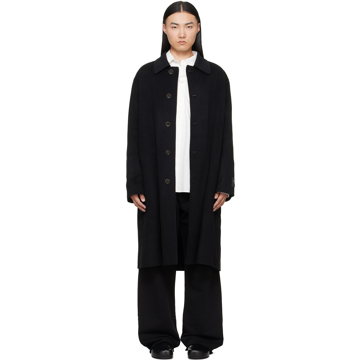 MM6 Maison Margiela Black Double-Faced Wool Coat