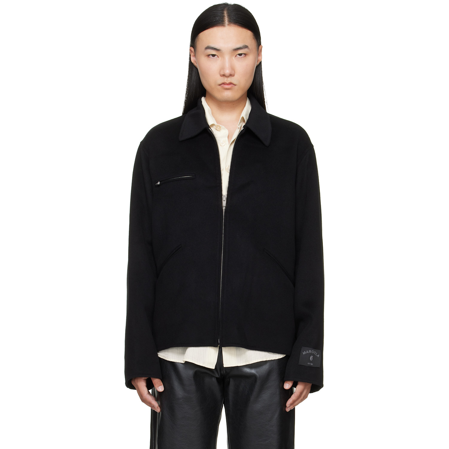 MM6 Maison Margiela Black Double-Faced Wool Zip Jacket