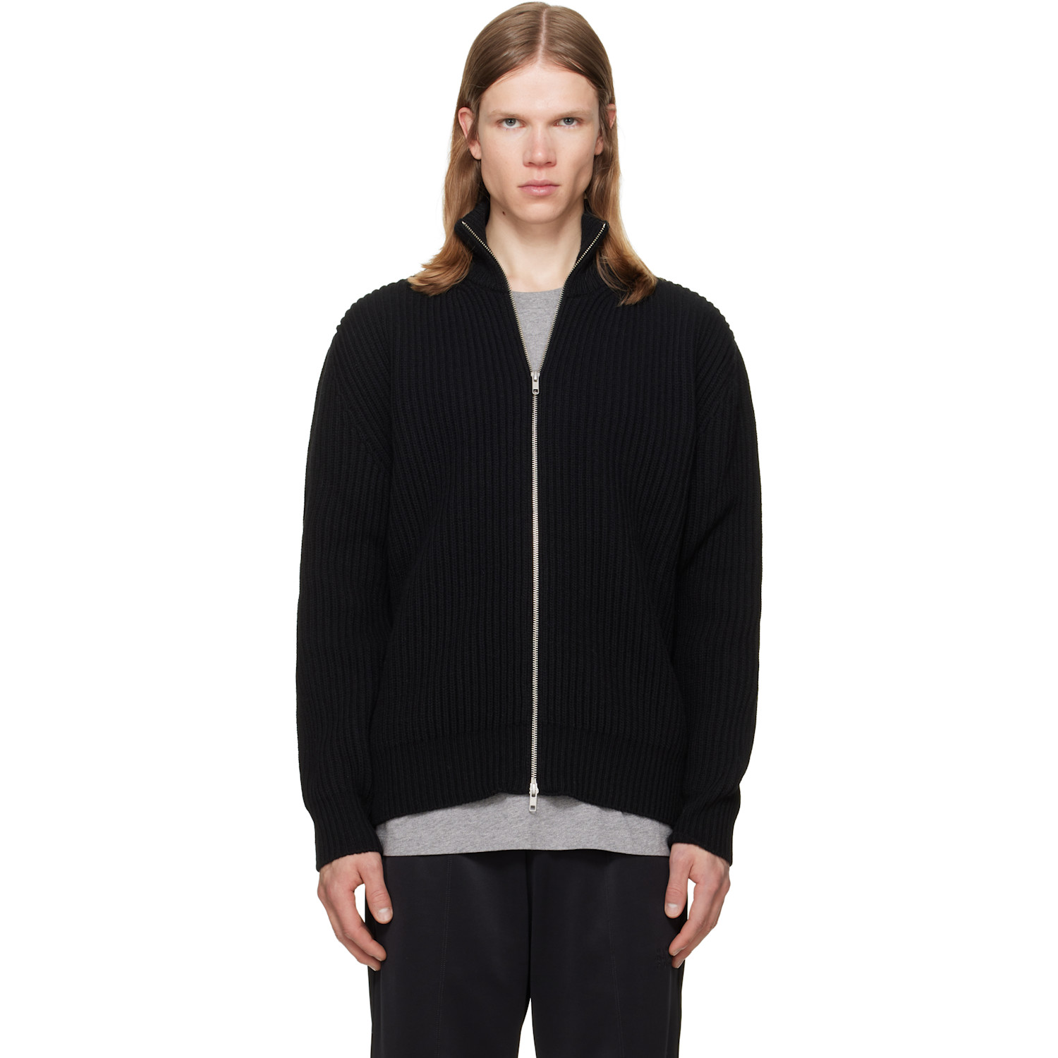MM6 Maison Margiela Black Ribbed Knit Jacket