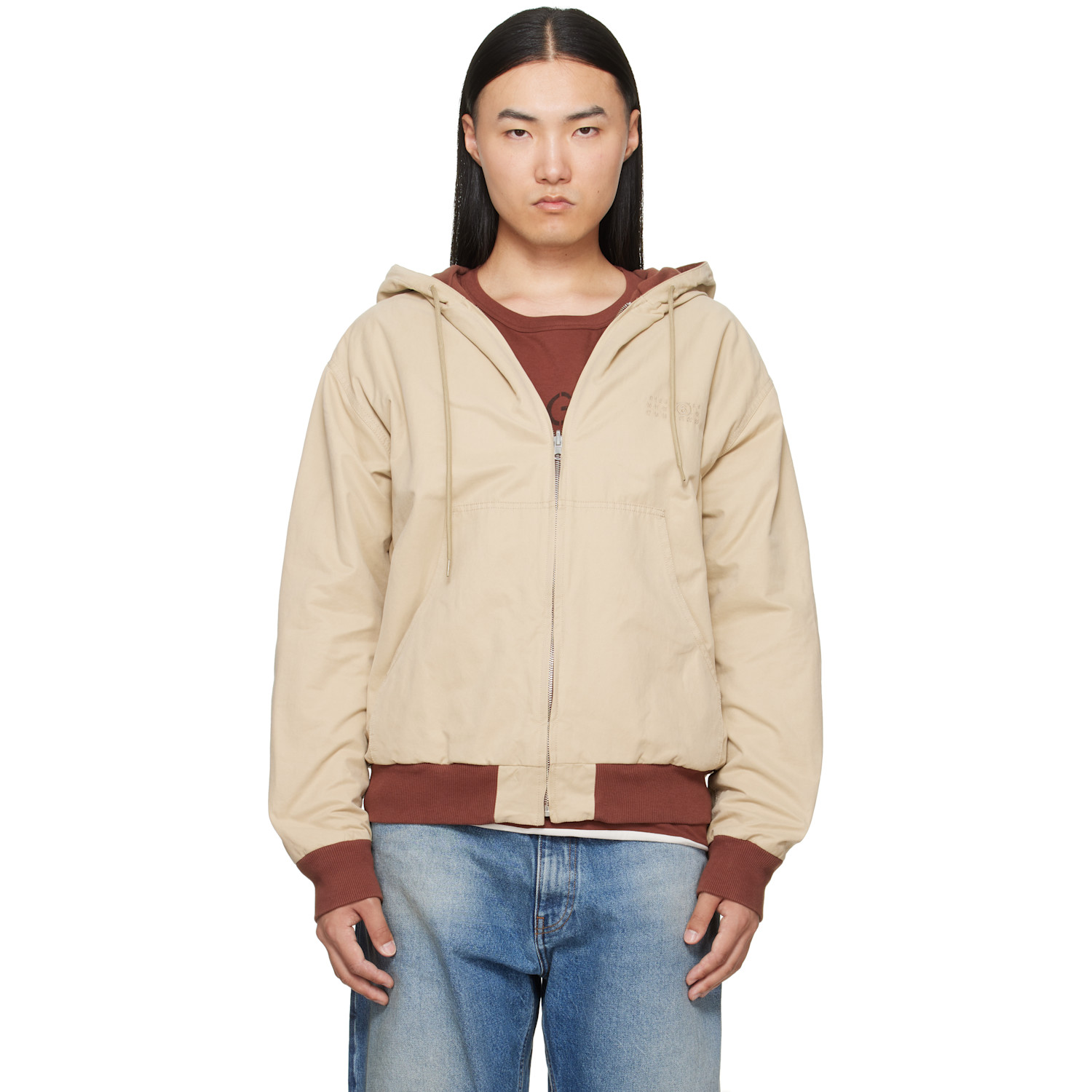 MM6 Maison Margiela Beige Hooded Reversible Jacket