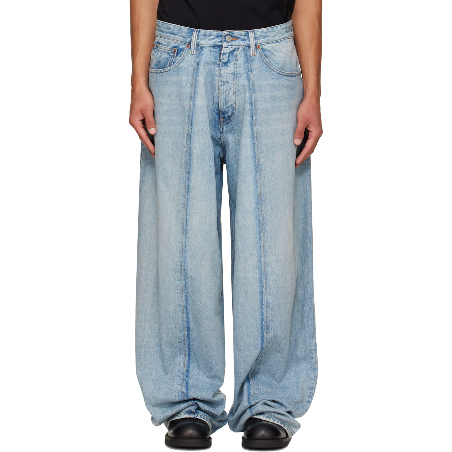 MM6 Maison Margiela Blue Wide-Leg Jeans