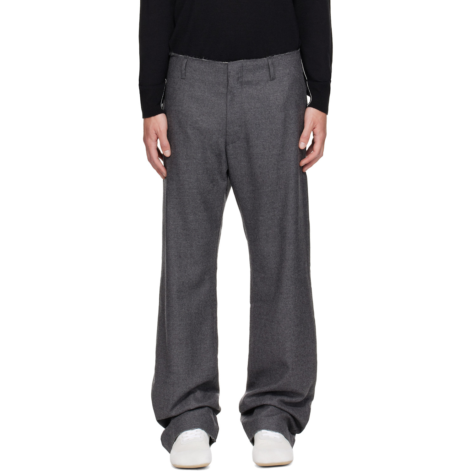 MM6 Maison Margiela Gray Pleated Cotton Wool Trousers