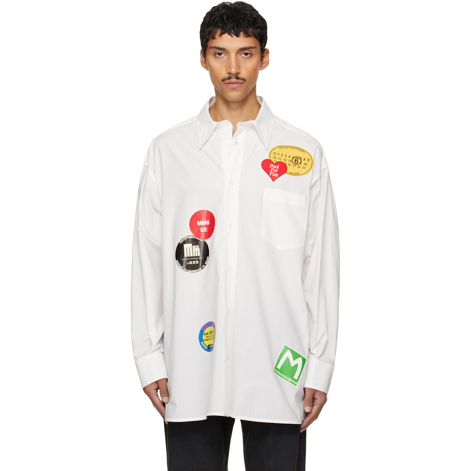 MM6 Maison Margiela Off-White Long-Sleeved Shirt
