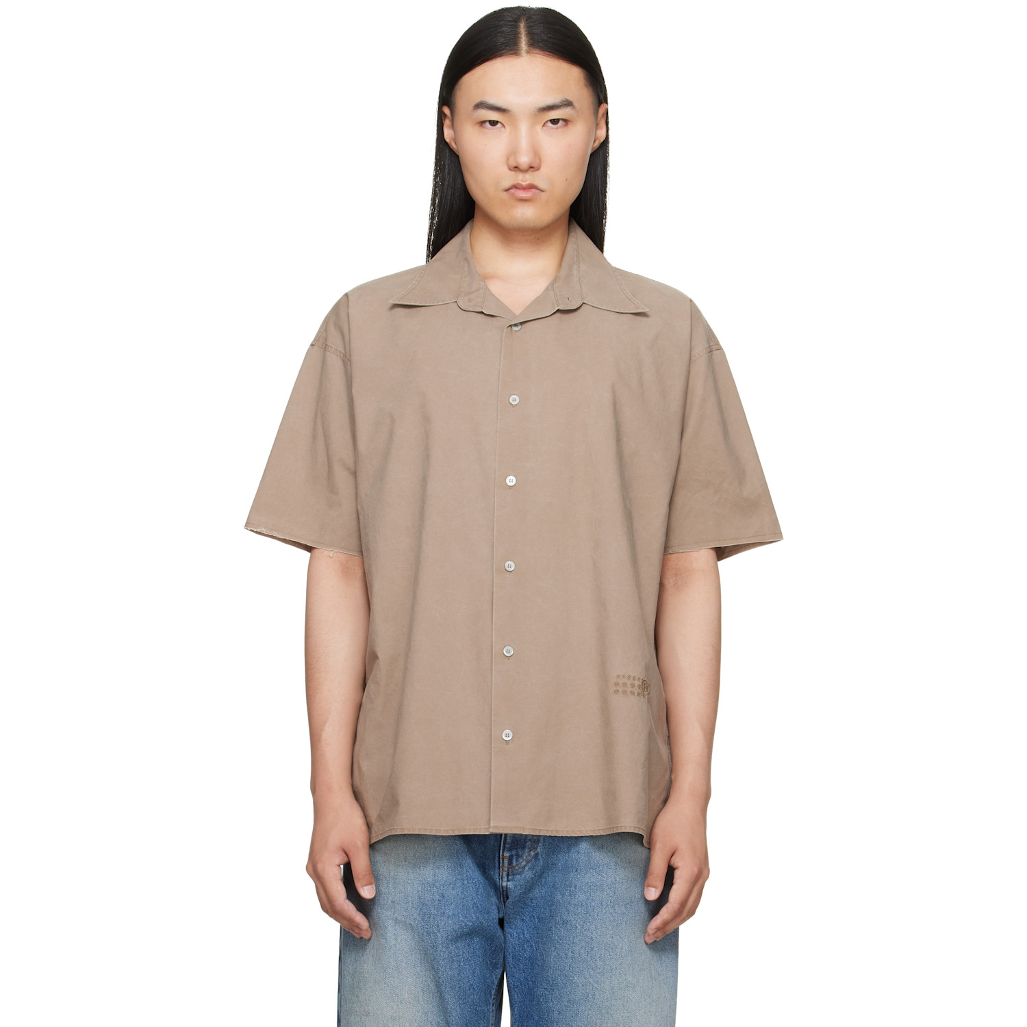 MM6 Maison Margiela Taupe Short-Sleeved Shirt