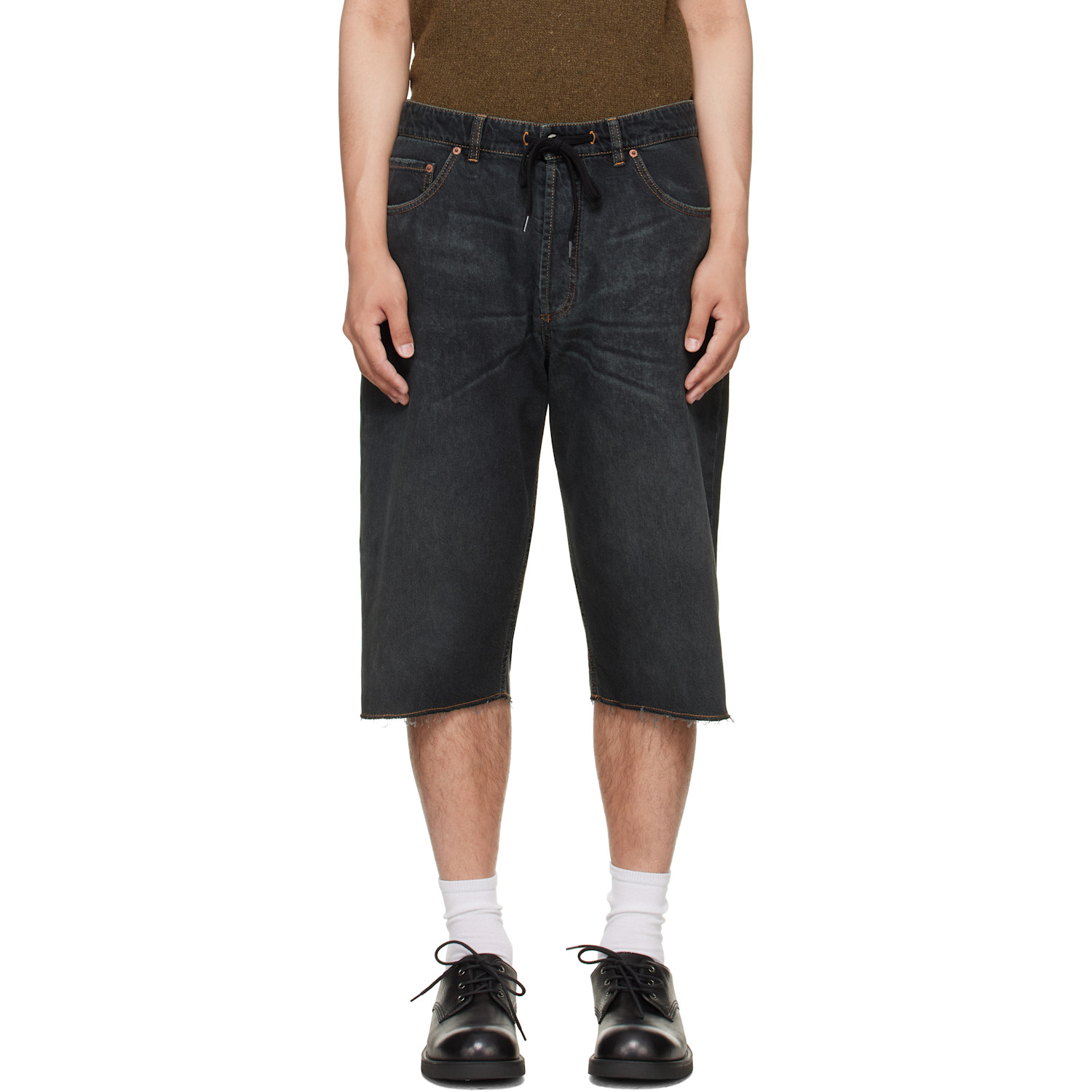 MM6 Maison Margiela Navy Drawstring Denim Shorts