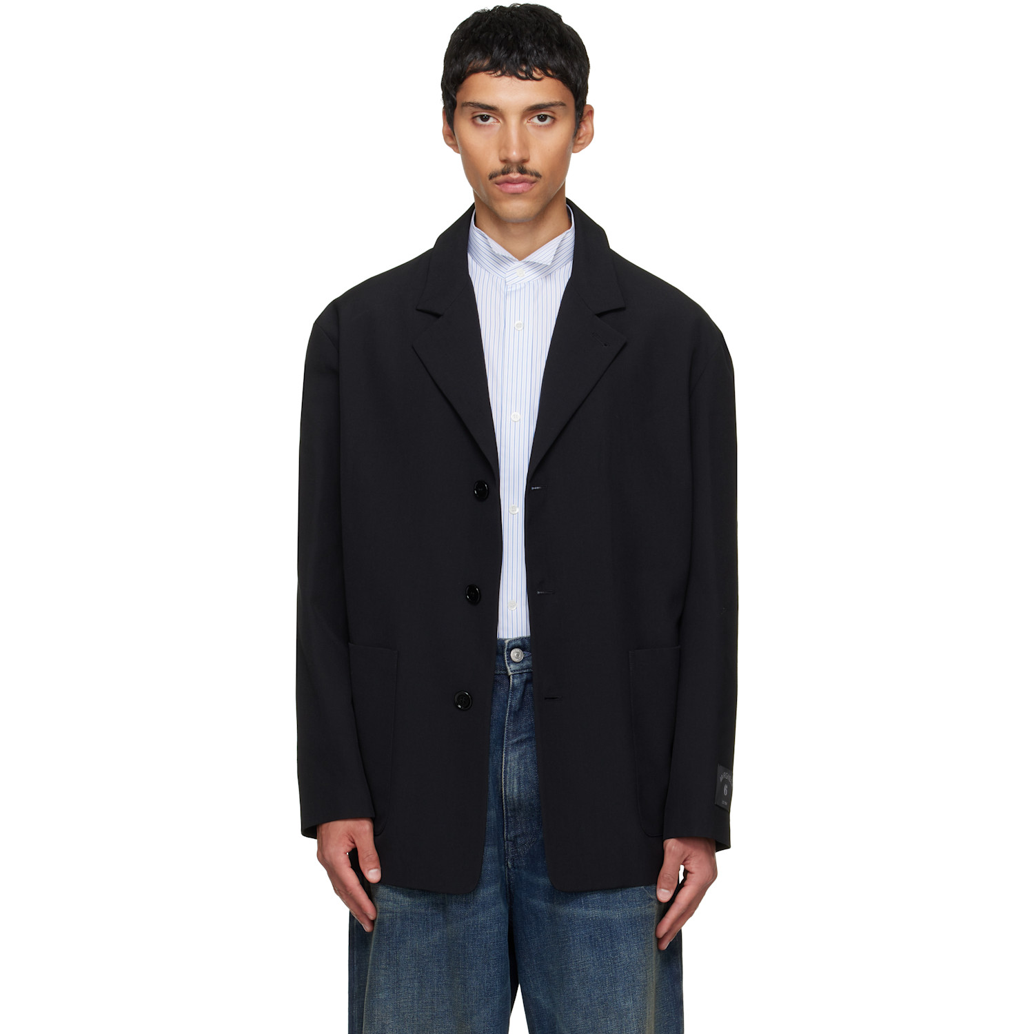 MM6 Maison Margiela Black Wool Blend Suit Blazer