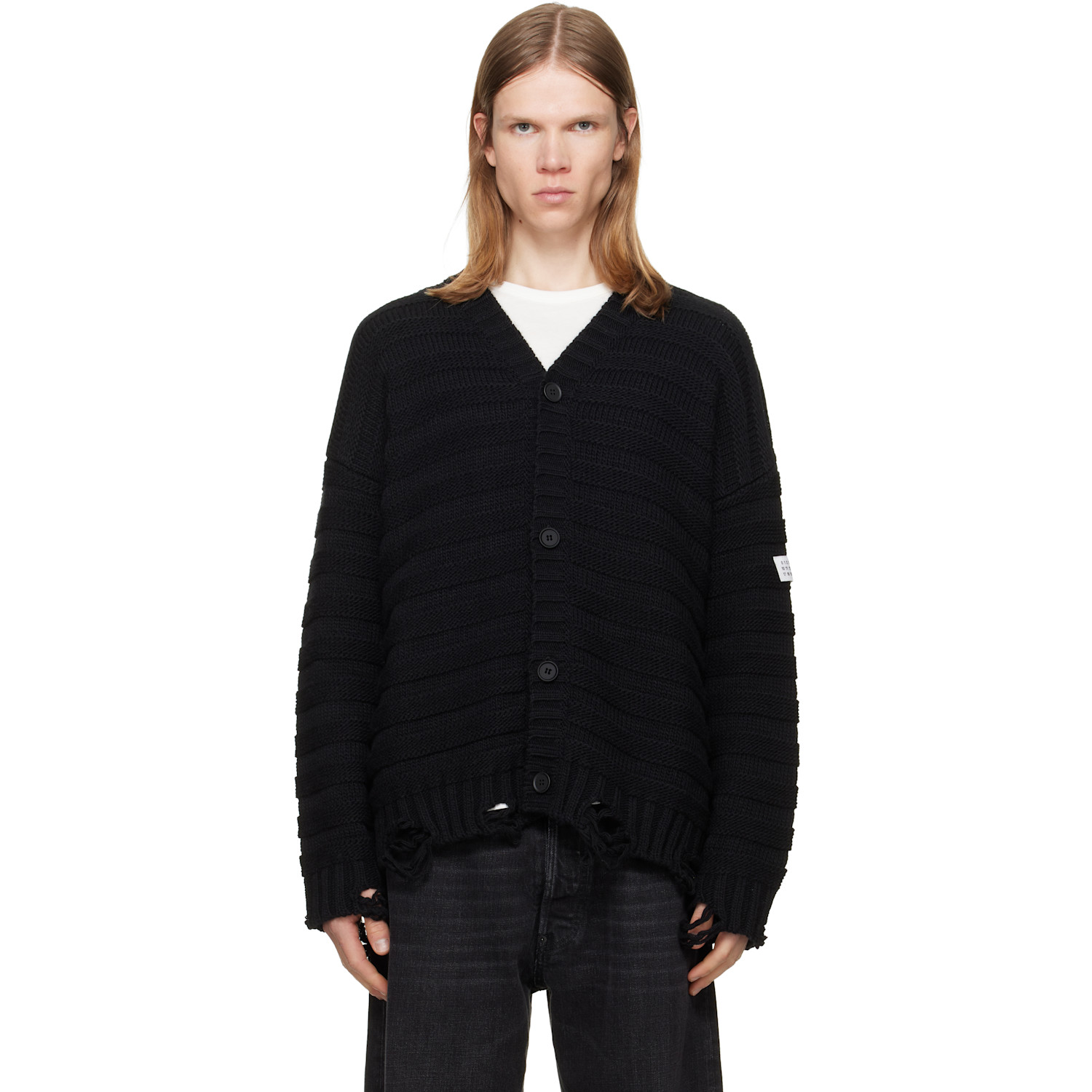 MM6 Maison Margiela Black Wool Cardigan