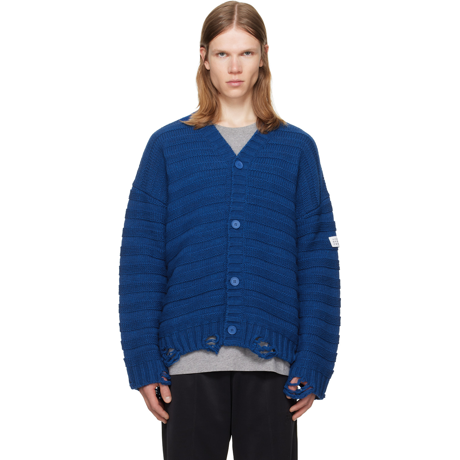 MM6 Maison Margiela Blue Wool Cardigan