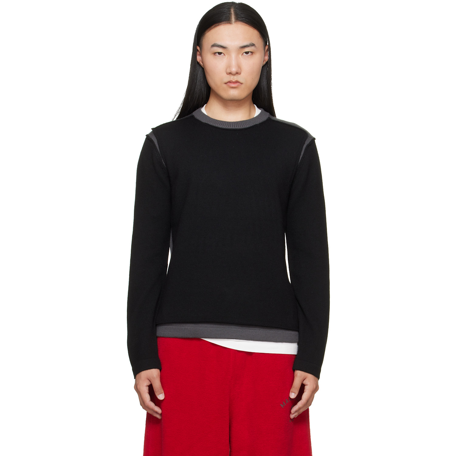 MM6 Maison Margiela Black Crew Neck Sweater